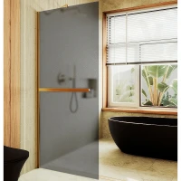 Душевая перегородка Maybah Glass MGD-712-3ш 1090x1950 в широком профиле Золото стекло графитовое матовое