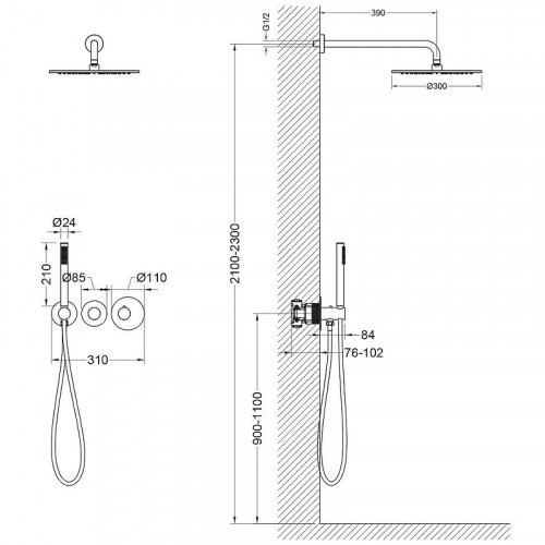 Душевая система Timo Saona SX-2359/16SM с термостатом Белая матовая