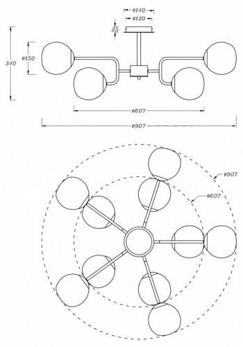 Люстра на штанге Maytoni Erich MOD221PL-10N