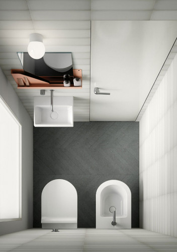 Раковина GSI Norm 35 8650111 Белая фаянс подвесная, полувстраиваемая