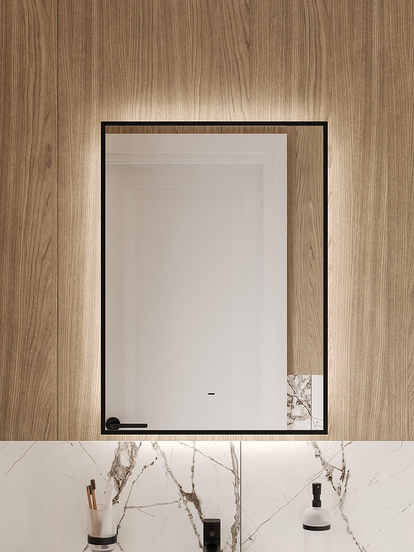 Зеркало DIWO Элиста 50 ЗЛП1736 с подсветкой цвет Черный с бесконтактным выключателем