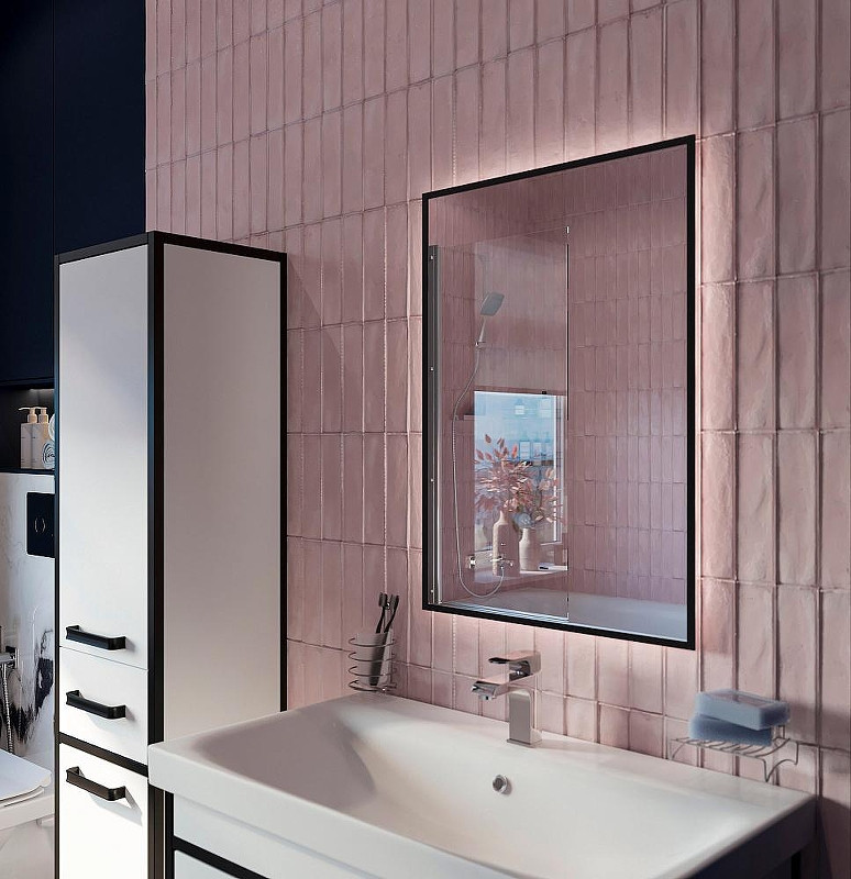 Зеркало DIWO Элиста 50 ЗЛП1736 с подсветкой цвет Черный с бесконтактным выключателем