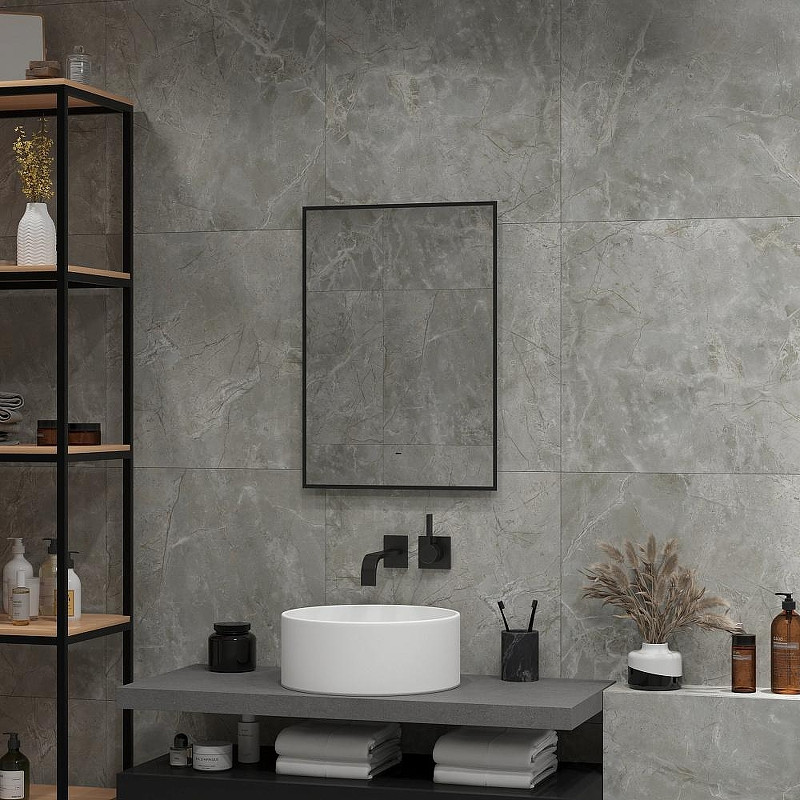 Зеркало DIWO Элиста 50 ЗЛП1736 с подсветкой цвет Черный с бесконтактным выключателем