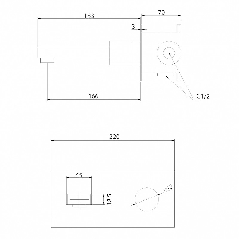 Смеситель для раковины Abber Rund AF8712B Черный матовый латунь встраиваемый