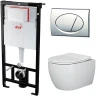 Комплект унитаза Ceramicanova Play CN3001 с инсталляцией Alcaplast Sadromodul AM101/1120-3:1 RU M71-0001 с сиденьем Микролифт и клавишей смыва Хром фаянс подвесной