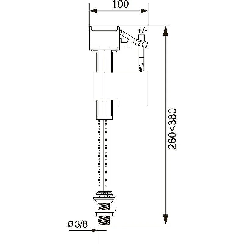 Наливная арматура Wirquin Jollyfill FB50 10981438 G 3/8, с переходником G 1/2
