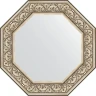 Зеркало Evoform Octagon 70х70 BY 3848 в багетной раме - Барокко серебро 106 мм стекло