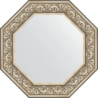 Зеркало Evoform Octagon 70х70 BY 3848 в багетной раме - Барокко серебро 106 мм стекло