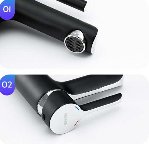 Смеситель для раковины Gappo G03-6 G1003-6 Черный матовый Хром латунь