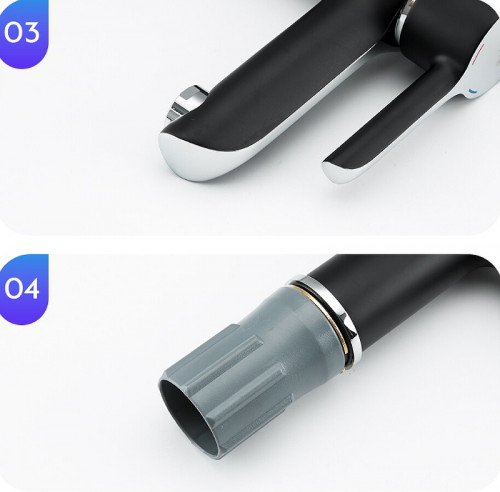 Смеситель для раковины Gappo G03-6 G1003-6 Черный матовый Хром латунь