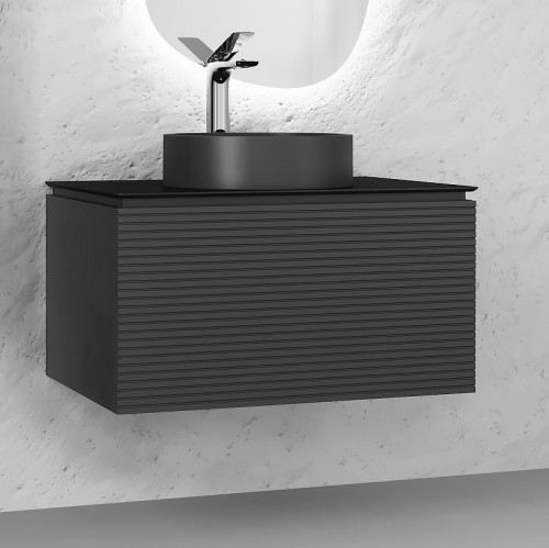 Тумба под раковину Jorno Stone 80 Stn.01.80/P/A/JR подвесная Антрацит МДФ / ЛДСП