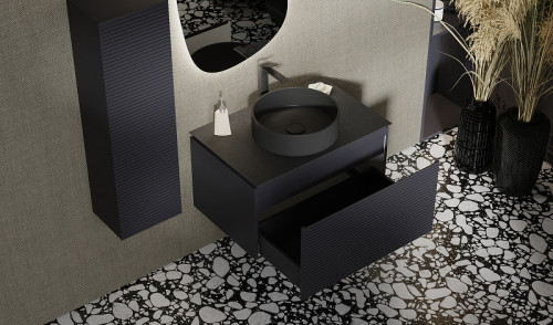 Тумба под раковину Jorno Stone 80 Stn.01.80/P/A/JR подвесная Антрацит МДФ / ЛДСП