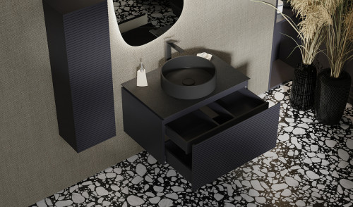 Тумба под раковину Jorno Stone 80 Stn.01.80/P/A/JR подвесная Антрацит МДФ / ЛДСП