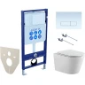 Комплект унитаза с инсталляцией Aquatek Set Aquatek Вега-1905-013 KK-1 с сиденьем Микролифт и Белой клавишей смыва фарфор подвесной