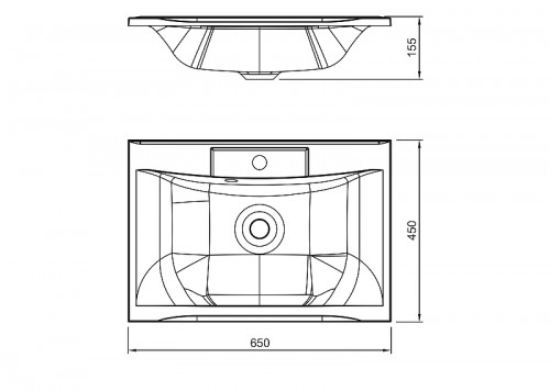 Раковина Florentina Прима 65 10.010.00650.001 Белая искусственный камень (литьевой мрамор) полувстраиваемая