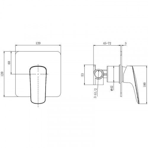 Смеситель для душа Aquatek Вега AQ1066CR Хром латунь встраиваемый