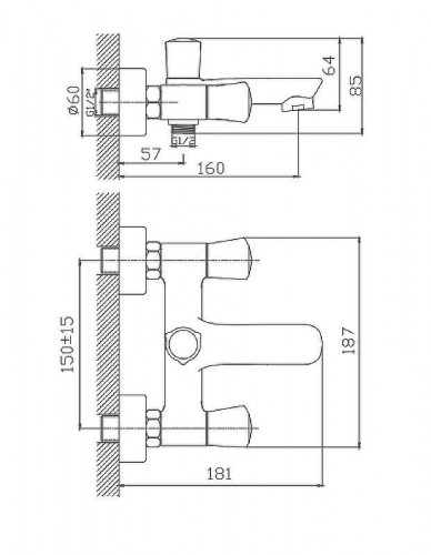 Смеситель для ванны Cron CN61866 Хром
