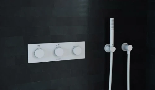 Смеситель для душа Kludi PushTronic 3830053-00 с термостатом Белый матовый