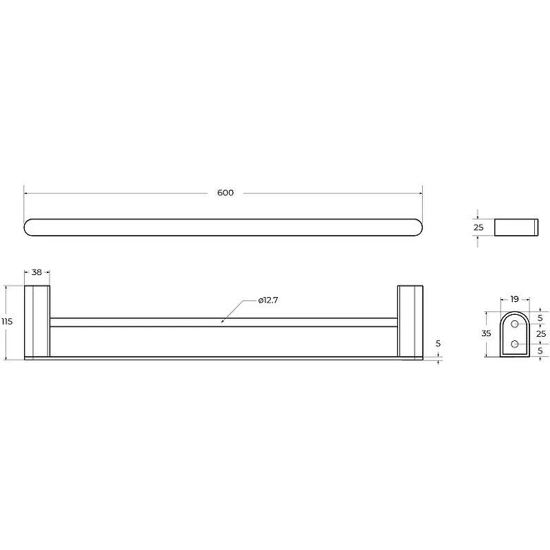 Полотенцедержатель Cezares Stylus STYLUS-THD-60-01 двойной Хром