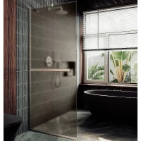 Душевая перегородка Maybah Glass MGD-1460-5у 990х1950 в узком профиле с полотенцедержателем Хром матовый стекло бронзовое матовое