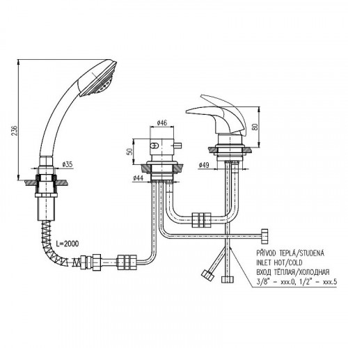 Смеситель на борт ванны Rav Slezak Dunaj D475.5PZ Золото латунь