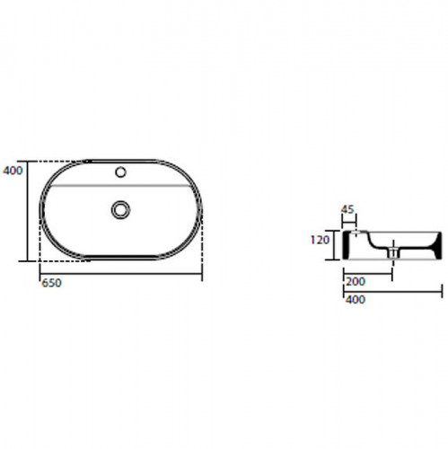 Раковина Kerasan Ciotola 65 028501*1 Белая фарфор накладная