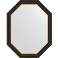 Зеркало Evoform Polygon 93х73 BY 7288 в багетной раме - Черное дерево с золотом 71 мм стекло