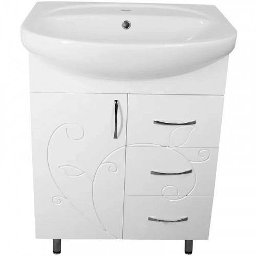 Тумба под раковину Style Line Эко Фьюжн 24 65 ЛС-00002285 Белая глянцевая МДФ / ЛДСП