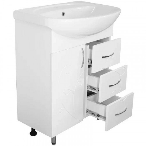 Тумба под раковину Style Line Эко Фьюжн 24 65 ЛС-00002285 Белая глянцевая МДФ / ЛДСП