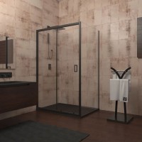 Душевая дверь Veconi Vianno VN-46B 130 VN46B-130-01-C5 профиль Черный матовый стекло прозрачное