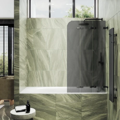 Шторка для ванны Maybah Glass MGV-582-6 750х1400 складная 3 секции Черный стекло графитовое матовое