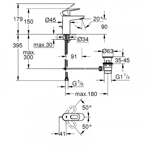 Смеситель для раковины Grohe BauLoop 23335000 Хром латунь