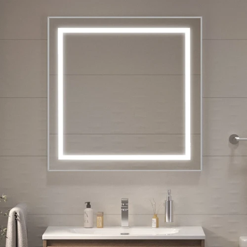 Зеркало BelBagno Kraft 80 SPC-KRAFT-800-800-SENS-AL с подсветкой Сатин с сенсорным выключателем стекло