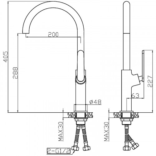 Смеситель для кухни Agger Beauty A2600100 Хром латунь