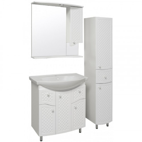 Зеркало со шкафом Runo Милано 75 R УТ000002098 с подсветкой Белое МДФ / ЛДСП, стекло