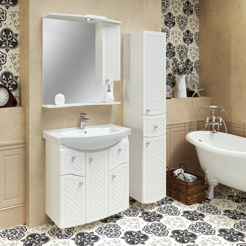 Зеркало со шкафом Runo Милано 75 R УТ000002098 с подсветкой Белое МДФ / ЛДСП, стекло