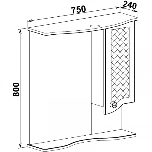 Зеркало со шкафом Runo Милано 75 R УТ000002098 с подсветкой Белое МДФ / ЛДСП, стекло