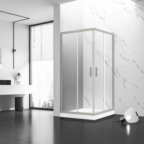 Душевой уголок Veconi Rovigo RV-83 100х90 RV83-10090-01-C5 профиль Никель брашированный стекло прозрачное