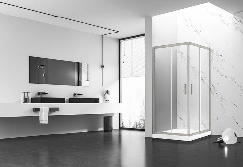 Душевой уголок Veconi Rovigo RV-83 100х90 RV83-10090-01-C5 профиль Никель брашированный стекло прозрачное