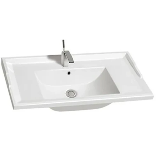 Раковина CeramaLux 80 NYJ840-80 Белая фаянс полувстраиваемая