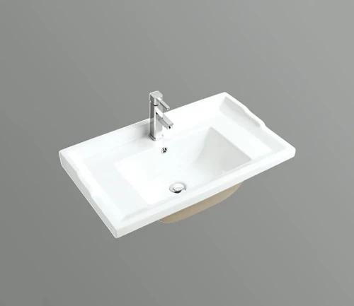 Раковина CeramaLux 80 NYJ840-80 Белая фаянс полувстраиваемая
