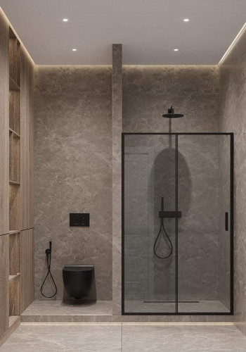 Душевая дверь Timo TD-150/03C-6 1500x1950 T04 раздвижная профиль Черный стекло прозрачное