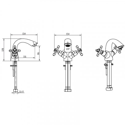Смеситель для раковины Boheme Camelia 271 Хром латунь