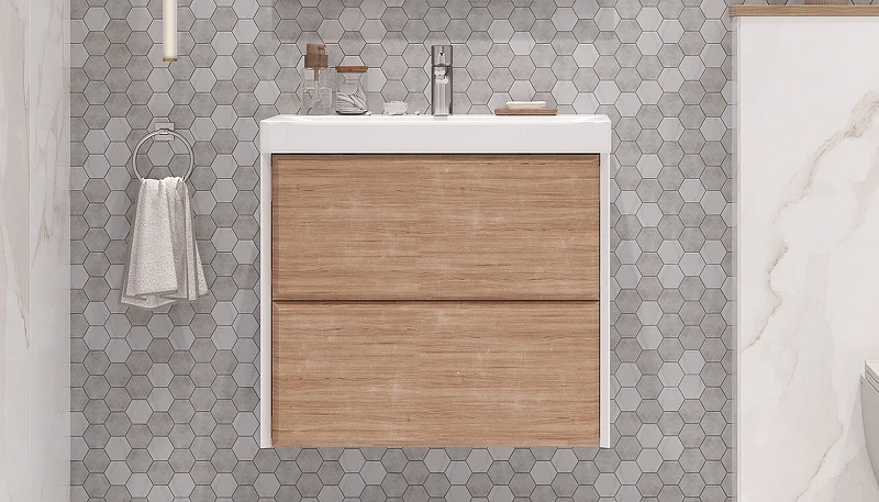 Тумба под раковину Velvex Gesso 70 tp.GES.9696.70.2Y подвесная Белая матовая Дуб сонома