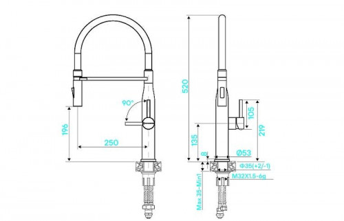 Смеситель для кухни KUCHENSTERN KERN-E 406GL40 цвет Золото