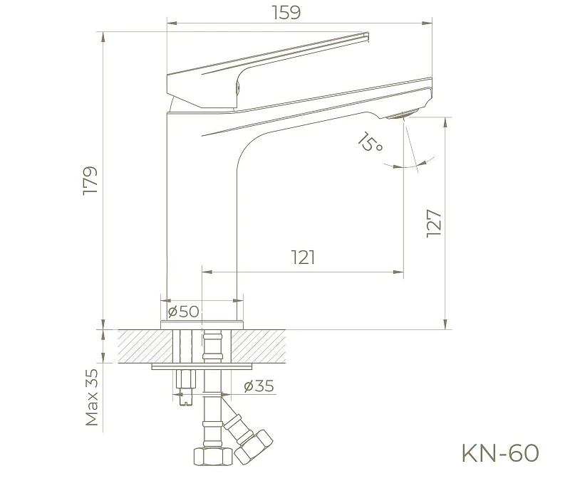 Смеситель для раковины Knotlor Muse KN-60 цвет Хром