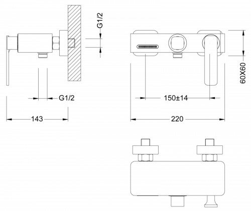 Смеситель для ванны Timo Torne 4314/02Y Антик на стену