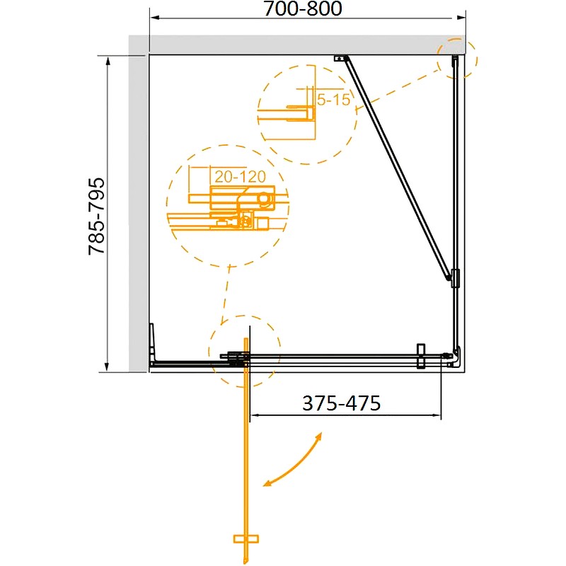 Душевой уголок Cezares Slider 80x80 SLIDER-AH-1-80-70/80-C-Cr профиль Хром стекло прозрачное