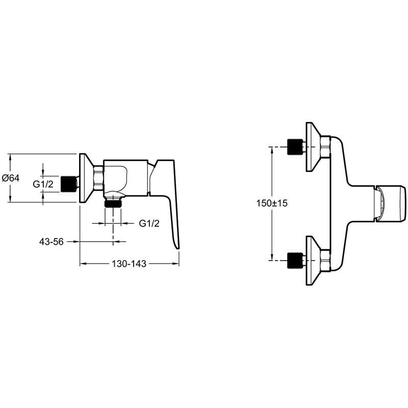 Смеситель для душа Jacob Delafon Oscar E29843-BL Черный матовый латунь на стену