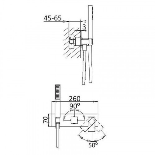 Смеситель для душа Cezares Porta PORTA-VDM2-BIO Белый матовый латунь встраиваемый